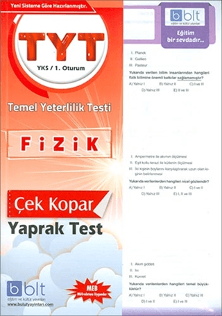 TYT - YKS 1. Oturum Fizik Çek Kopar Yaprak Test