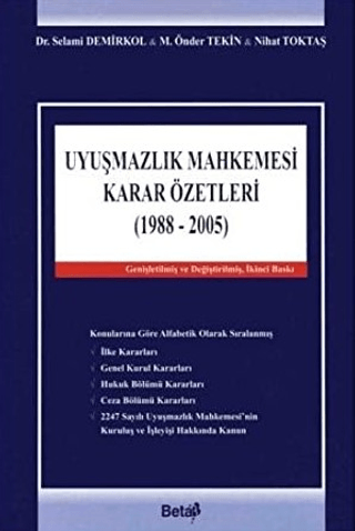 Uyuşmazlık Mahkemesi Karar Özetleri (1988-2005) (Ciltli)