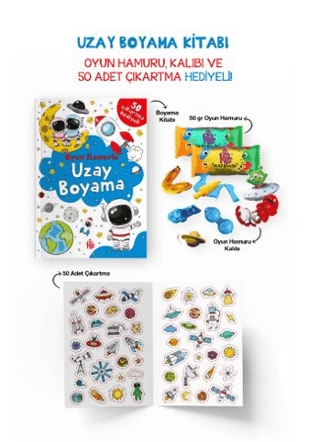 Uzay Boyama Kitabı - Oyun Hamuru, Oyuncak ve Çıkartma Hediyeli